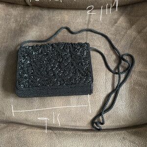 Elegant Black Beaded Women's Bag